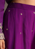 Purple Zari Work Palazzo Suit With Organza Dupatta