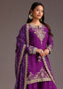 Purple Zari Work Palazzo Suit With Organza Dupatta
