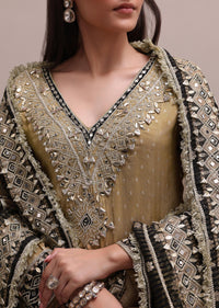 Radiant Gold Silk Gotta Patti Dhoti And Kurta With A Floral Dupatta