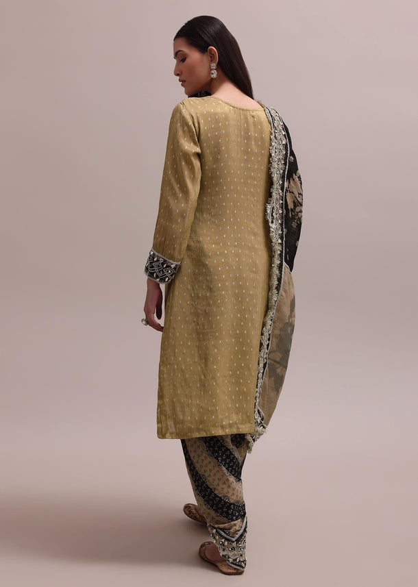 Radiant Gold Silk Gotta Patti Dhoti And Kurta With A Floral Dupatta