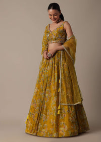 Radiant Mustard Yellow Organza Lehenga Set