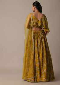 Radiant Mustard Yellow Organza Lehenga Set