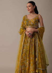 Radiant Mustard Yellow Organza Lehenga Set