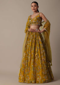 Radiant Mustard Yellow Organza Lehenga Set