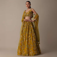 Radiant Mustard Yellow Organza Lehenga Set