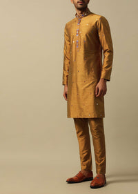 Radiant Orange Silk Indowestern For Men