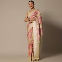Radiant Peach Silk Saree With Unstitched Blouse Fabric-
