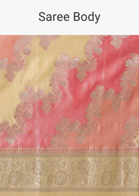 Radiant Peach Silk Saree With Unstitched Blouse Fabric-
