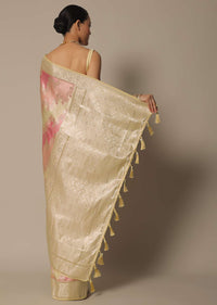 Radiant Peach Silk Saree With Unstitched Blouse Fabric-