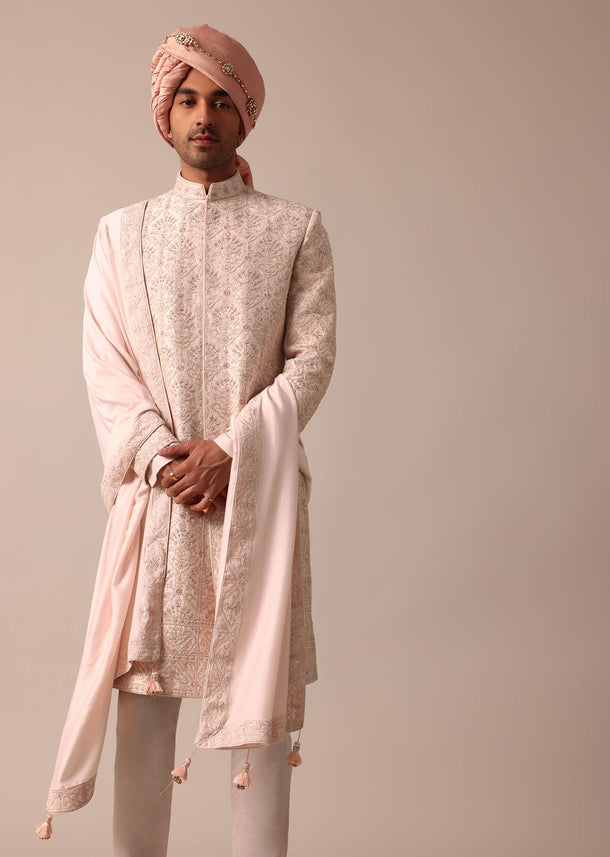 Radiant Pink Sherwani With Heavy Embroidery Work