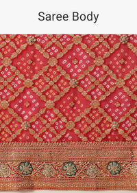 Radiant Red Banarasi Khaddi Saree With Unstitched Blouse Piece