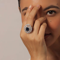 Radiant Sapphire Dazzling Diamonds Ring