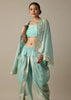 Radiant Teal Gotta Patti Work Dhoti Set With Jacket