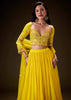 Radiant Yellow Georgette Lehenga With Mirror Work Blouse And Dupatta
