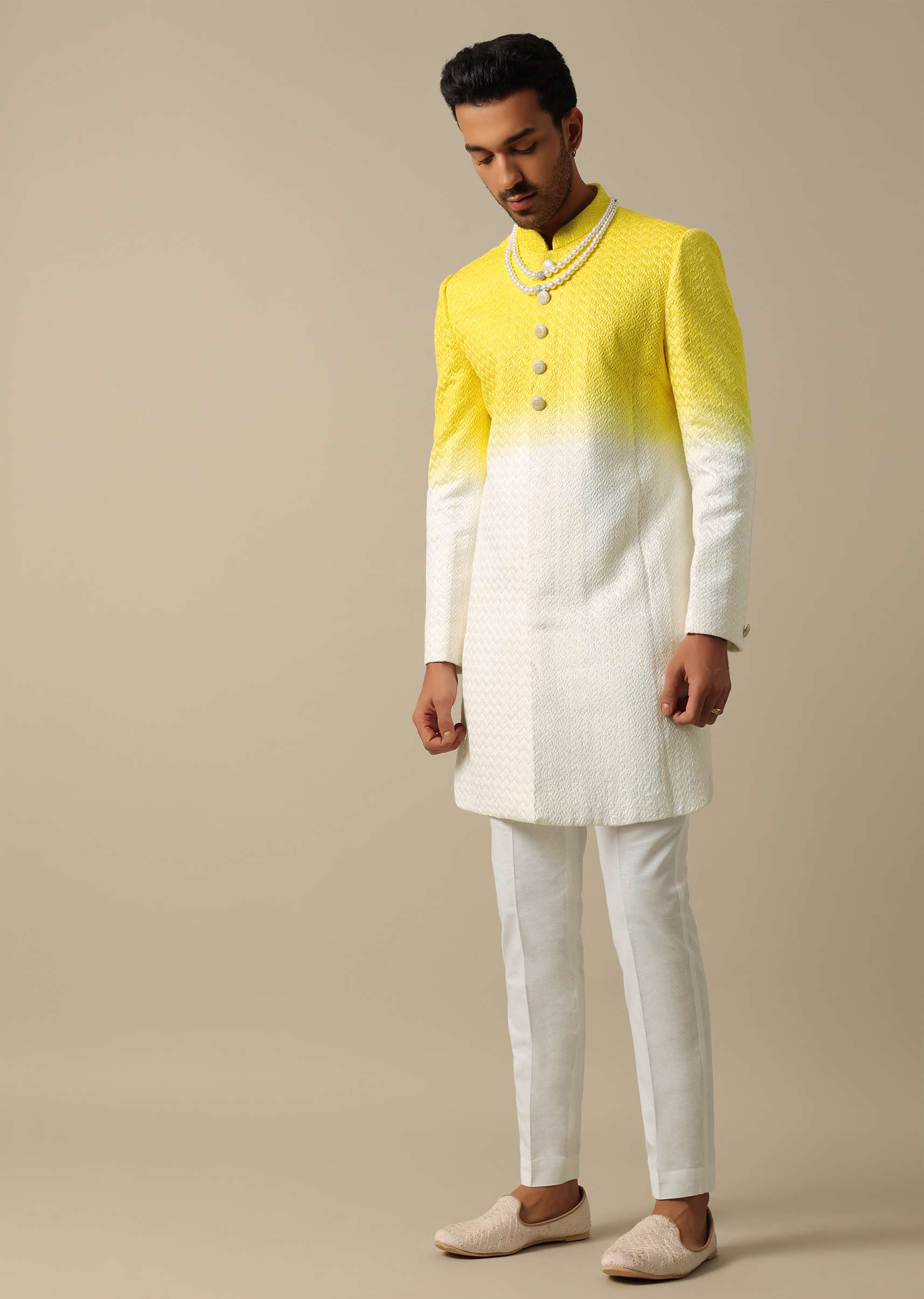 Radiant Yellow Indowestern Set For Men