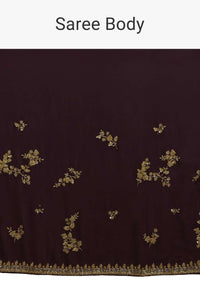 Raisin Purple Saree In Georgette With Cut Dana And Sequins Embellished Floral Motifs Online - Kalki Fashion