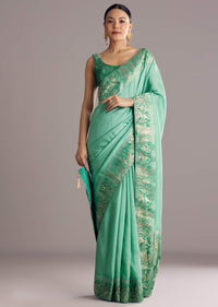 Rama Green Dola Silk Saree