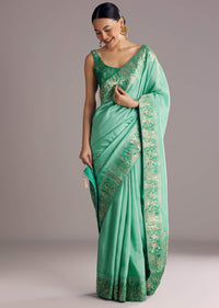 Rama Green Dola Silk Saree