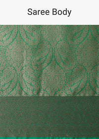 Rama Green Banarasi Tanchui Silk Saree With Tassel Detail And Unstitched Blouse Piece
