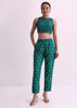 Rama Green Silk Crop Top And Pant Set With Bandhani Print Jacket
