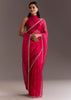Rani Pink Glass Tissue Saree With Cutdana And Sequins Scallop Border