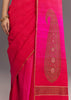 Rani Pink Kora Silk Handloom Saree With Woven Motif