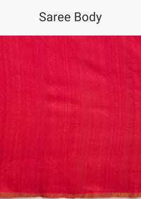Rani Pink Kora Silk Handloom Saree With Woven Motif