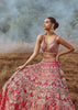 Rani Pink Lehenga Choli In Raw Silk With 3D Flowers And Cut Dana Embroidered Summertime Flowers And Chandelier Motifs