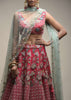 Crimson Red Lehenga Choli In Raw Silk With Resham And Cut Dana Embroidered Geometric And Summer Blossoms