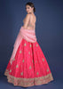 Fuschia Rose Lehenga Choli With Hand Embroidered Buttis In Embossed Embroidery