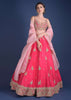 Fuschia Rose Lehenga Choli With Hand Embroidered Buttis In Embossed Embroidery