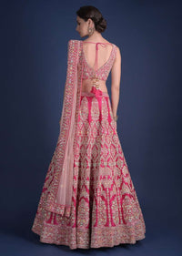 Rani Pink Lehenga Choli With Hand Embroidered Moroccan And Floral Motifs Online - Kalki Fashion