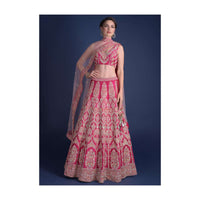 Rani Pink Lehenga Choli With Hand Embroidered Moroccan And Floral Motifs Online - Kalki Fashion