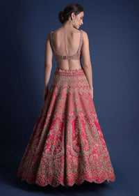 Fuschia Rose Lehenga Choli With Hand Embroidered Moroccan Motifs Online - Kalki Fashion
