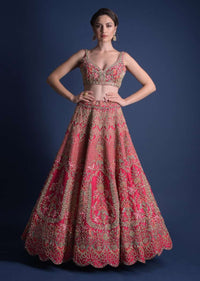 Fuschia Rose Lehenga Choli With Hand Embroidered Moroccan Motifs Online - Kalki Fashion