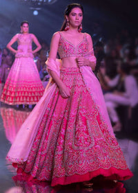 Fuschia Rose Lehenga Choli With Hand Embroidered Moroccan Motifs Online - Kalki Fashion