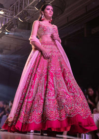 Fuschia Rose Lehenga Choli With Hand Embroidered Moroccan Motifs Online - Kalki Fashion