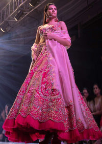 Fuschia Rose Lehenga Choli With Hand Embroidered Moroccan Motifs Online - Kalki Fashion