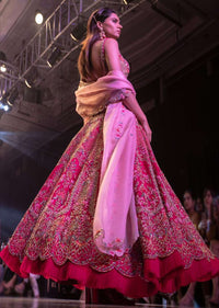 Fuschia Rose Lehenga Choli With Hand Embroidered Moroccan Motifs Online - Kalki Fashion