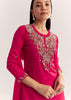 Rani Pink Organza Embroidered Kurta Set With Dupatta