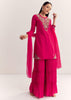 Rani Pink Organza Embroidered Kurta Set With Dupatta