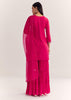 Rani Pink Organza Embroidered Kurta Set With Dupatta