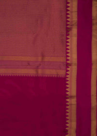 Rani pink plain chanderi silk saree