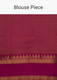 Rani pink plain chanderi silk saree