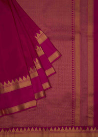 Rani pink plain chanderi silk saree