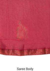 Red Saree With Kundan Embroidered Buttis Online - Kalki Fashion