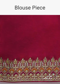 Rani Pink Saree In Silk With Ikkat Weaved Patola Pattern All Over And Gotta Embroidered Border Online - Kalki Fashion