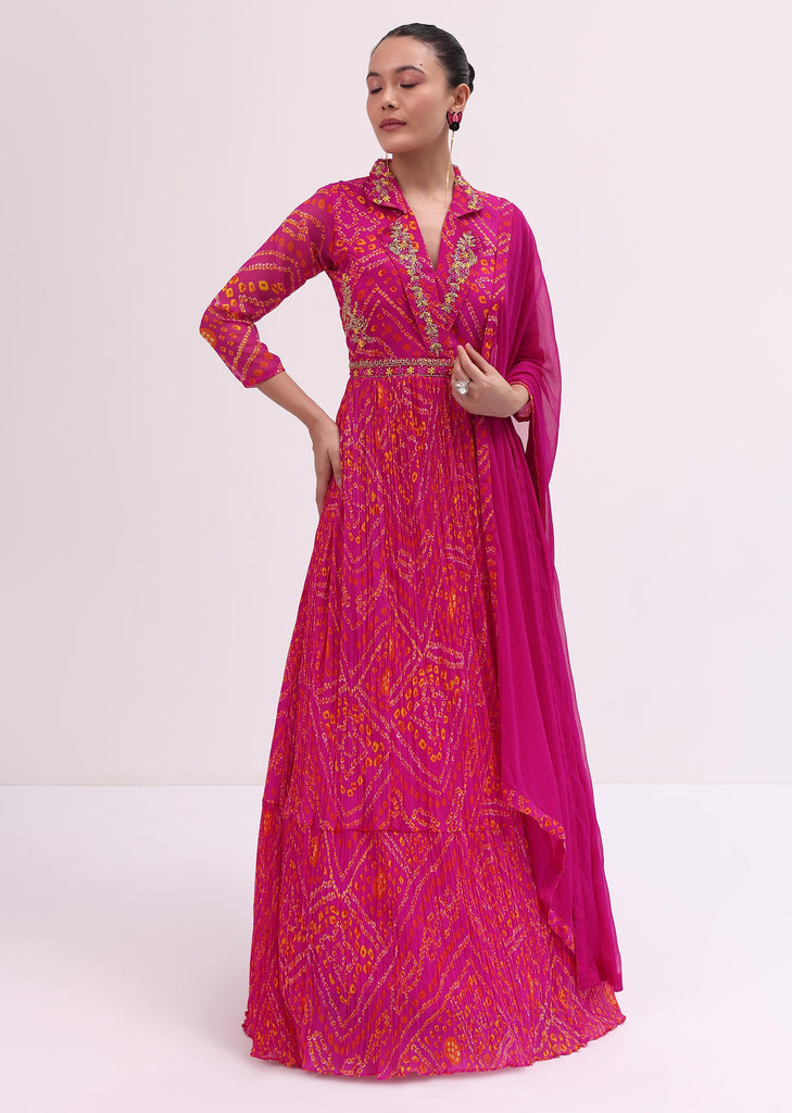 Rani Pink Embroidered Anarkali Suit