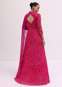 Rani Pink Embroidered Anarkali Suit