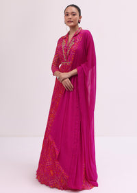 Rani Pink Embroidered Anarkali Suit